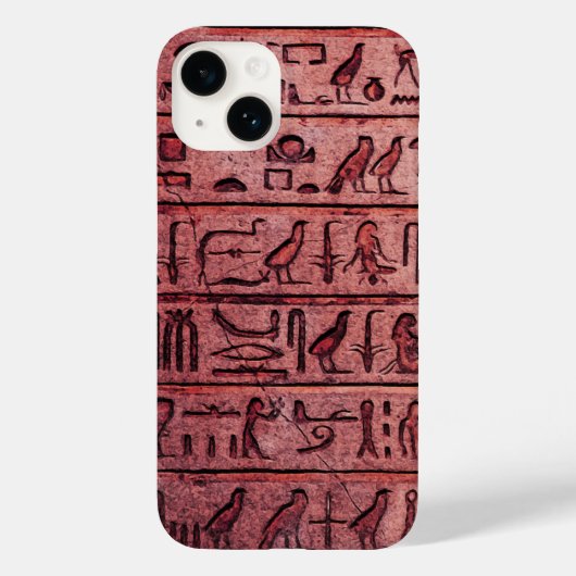 Ancient Egyptian Hieroglyphs Red iPhone 14 Case (Rückseite)