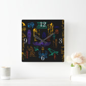 Ancient Egyptian Hieroglyphs & Symbols Quadratische Wanduhr (Zuhause)