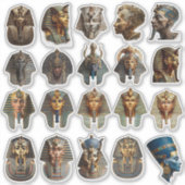 Ancient Egyptian Pharaoh Faces Stickers | Gold 3D Aufkleber (Vorderseite)