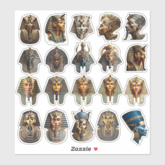 Ancient Egyptian Pharaoh Faces Stickers | Gold 3D Aufkleber