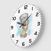 Ancient Egyptian Queen Nefertiti Bust Sketch Große Wanduhr (Winkel)
