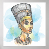 Ancient Egyptian Queen Nefertiti Bust Sketch Poster (Vorne)