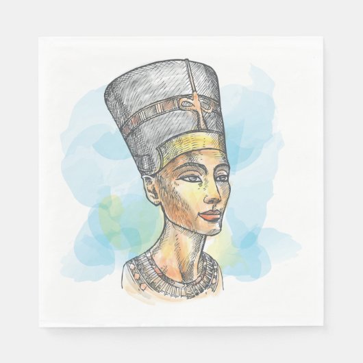 Ancient Egyptian Queen Nefertiti Bust Sketch Serviette (Vorderseite)