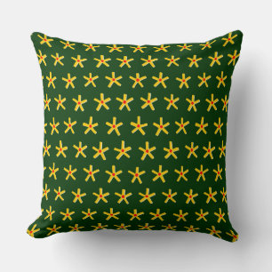 Ancient Egyptian Style Star Pattern V2 - Dk Green Kissen
