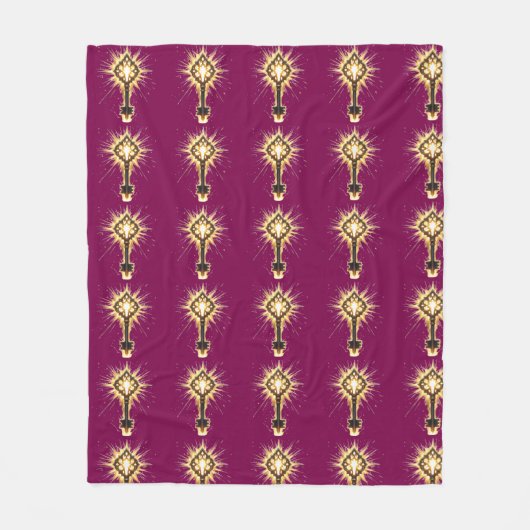 Ancient Fantasy Key with Magical Light – Radiant E Fleecedecke (Vorderseite)