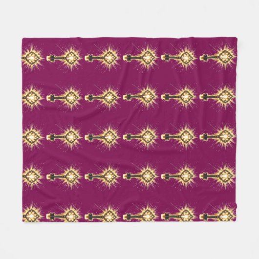 Ancient Fantasy Key with Magical Light – Radiant E Fleecedecke (Vorderseite (Horizontal))