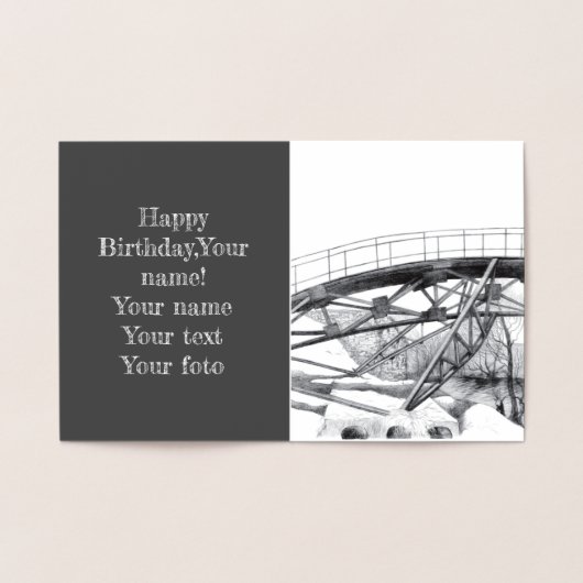 Ancient Footbridge pencilart Monochrome Folienkarte (Innenseite)