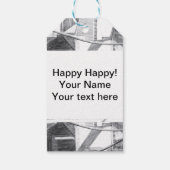 Ancient Footbridge pencilart Monochrome Geschenkanhänger (Rückseite)