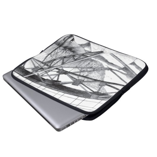 Ancient Footbridge pencilart Monochrome Laptopschutzhülle (Vorne Knopf)