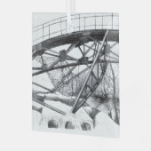 Ancient Footbridge pencilart Monochrome Ornament Aus Glas (Vorderseite links)