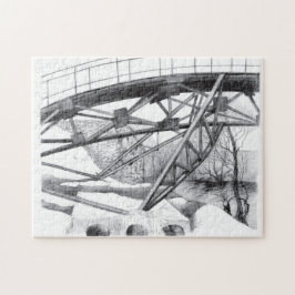 Ancient Footbridge pencilart Monochrome Puzzle