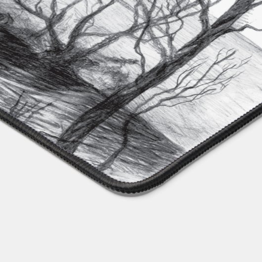 Ancient Footbridge pencilart Monochrome Schreibtischunterlage (Ecke)