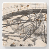 Ancient Footbridge pencilart Monochrome Steinuntersetzer (Vorderseite)