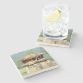 Ancient French Chimney Marble Stone Untersetzer (Seitenansicht)