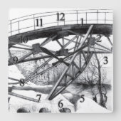 Ancient Fußbrücke Pencilart Monochrome Quadratische Wanduhr (Vorderseite)