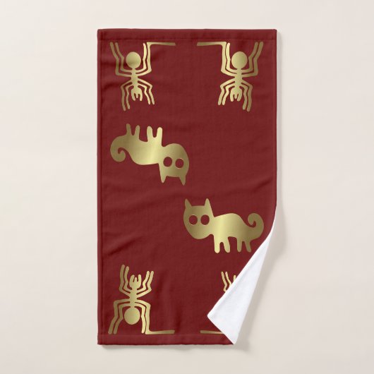Ancient Geoglyphs Spike and Gold Cat Badhandtuch Set (Handtuch)