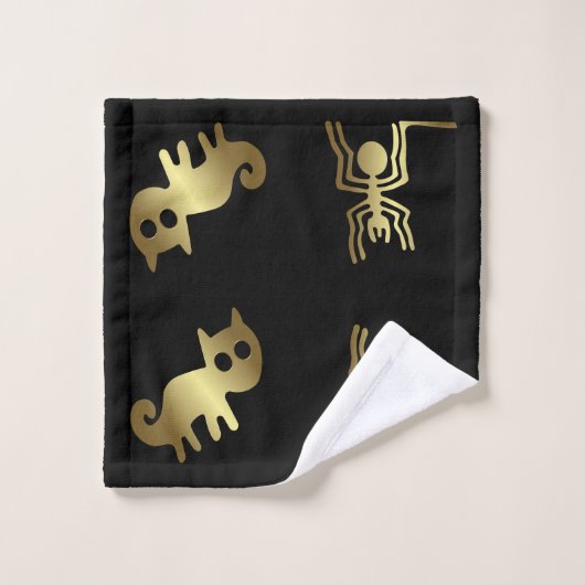 Ancient Geoglyphs Spike and Gold Cat Badhandtuch Set (Waschlappen)