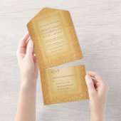 Ancient Gold Hieroglyphic Motifs Egyptian Wedding All In One Einladung (Abreißtisch)