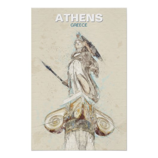 Ancient Greece Athena Statue Sketch Poster  (Vorderseite)