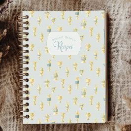 Ancient Greece Dusty Blue White Vases Recipe Notizblock