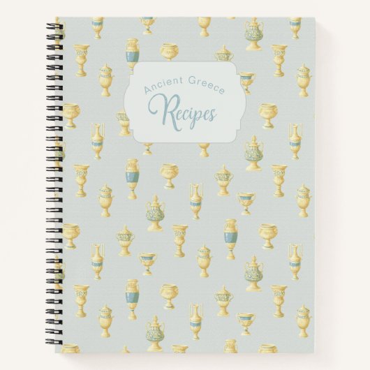 Ancient Greece Dusty Blue White Vases Recipe Notizblock (Vorderseite)