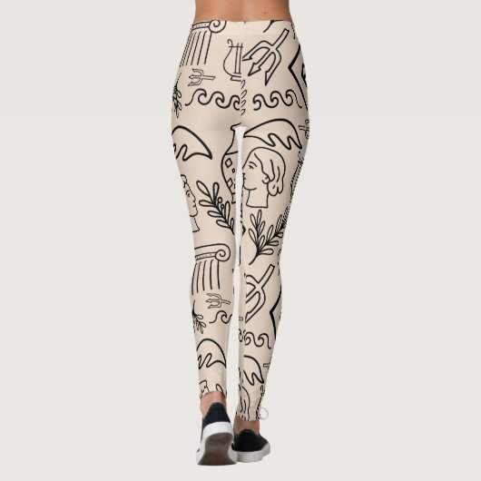 Ancient Greece Line Art Pattern Leggings (Rückseite)