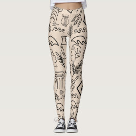 Ancient Greece Line Art Pattern Leggings