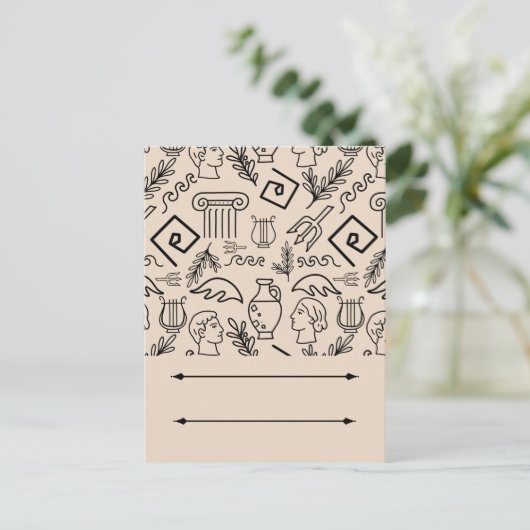 Ancient Greece Line Art Pattern Postkarte (Stehend Vorderseite)