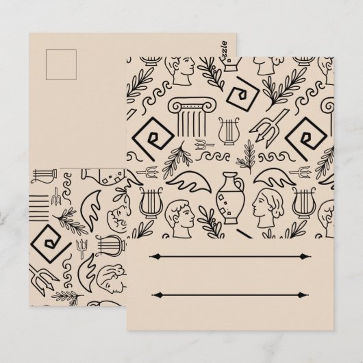 Ancient Greece Line Art Pattern Postkarte (Vorne/Hinten)