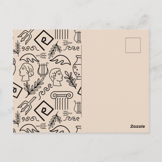 Ancient Greece Line Art Pattern Postkarte (Rückseite)