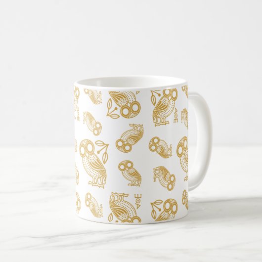 Ancient Greek Athenian Owl Pattern  Kaffeetasse (VorderseiteRechts)