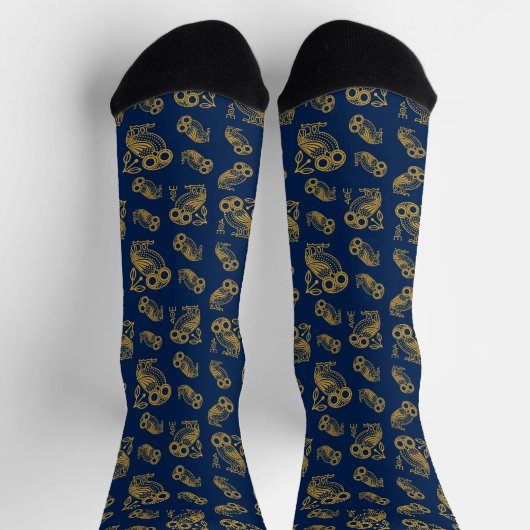 Ancient Greek Athenian Owl Pattern  Socken (Oben)
