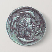 ancient Greek coin dolphins portrait button (Vorderseite)