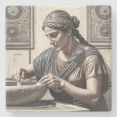 Ancient Greek Mosaic Woman Home Decor Steinuntersetzer (Vorderseite)
