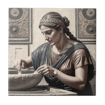 Ancient Greek Mosaic Woman Home Tile