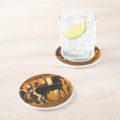 Ancient Griechisch Black-Figure Sandstone Unterset Getränkeuntersetzer (Seite)