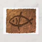 Ancient Hawaiian Fisch Petroglyph Postkarte (Vorderseite)