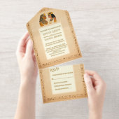 Ancient King and Queen Egyptian Wedding Gold Foil All-in-One-Einladung (Abreißstreifen)
