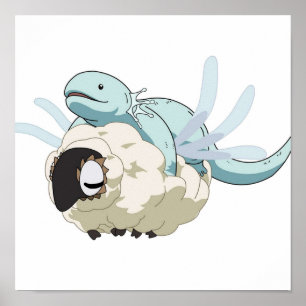 Ancient Magus Bride Axolotl and Sheep Poster