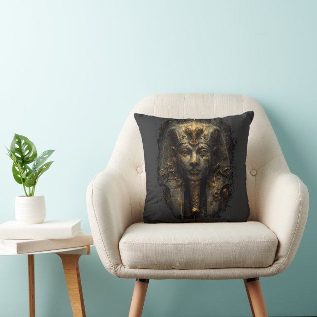 Ancient Malice Egyptian Pharaoh Black Throw Pillow Kissen (Stuhl )
