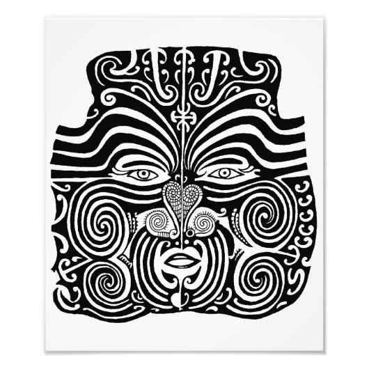 Ancient Maori Moko Stamm Tattoo Design. Fotodruck (Vorne)
