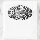 Ancient Maori Moko Stamm Tattoo Design. Ovaler Aufkleber (Tasche)