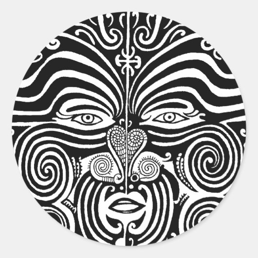Ancient Maori Moko Stamm Tattoo Design. Runder Aufkleber (Vorderseite)