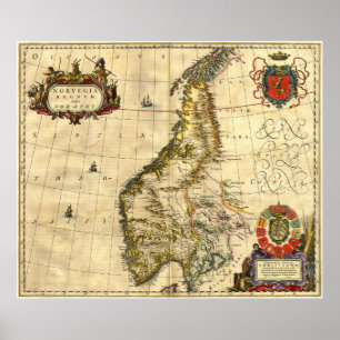 Ancient Map of Norway Poster
