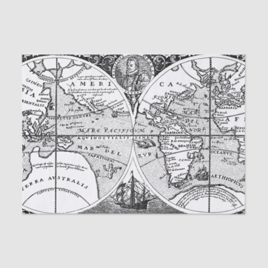 Ancient Map Tissue Paper Seidenpapier (Vorderseite)
