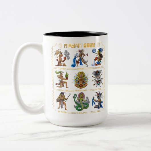 Ancient Mayan Gods Zweifarbige Tasse (Links)