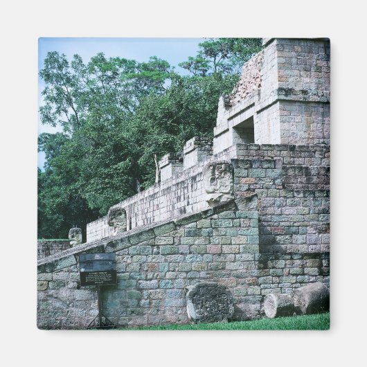 Ancient Mayan Ruins Square Foto entworfen Farbe Magnet (Vorne)
