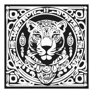Ancient Mayan Style Jaguar Warrior Tribal Mask Art Fotodruck