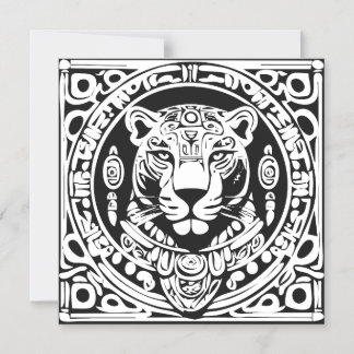 Ancient Mayan Style Jaguar Warrior Tribal Mask Art Magneteinladung