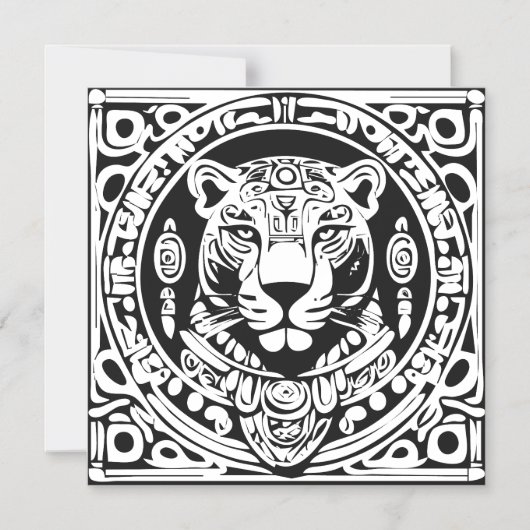 Ancient Mayan Style Jaguar Warrior Tribal Mask Art Magneteinladung (Vorderseite)